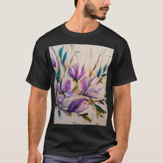 Abstract oil painting technique flowers leaves  T-Shirt