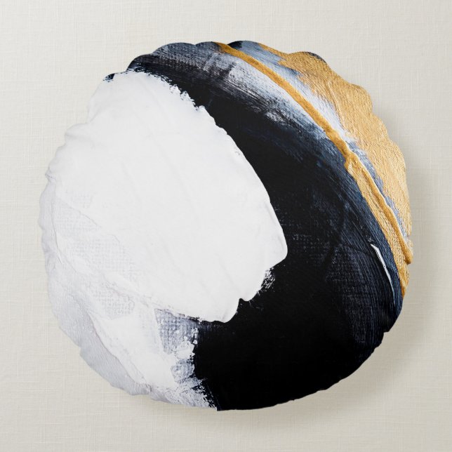 Abstract oil texture background. Abstract art gold Round Cushion (Front)
