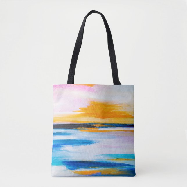 Abstract oil texture, sunset sea painting. tote bag (Front)