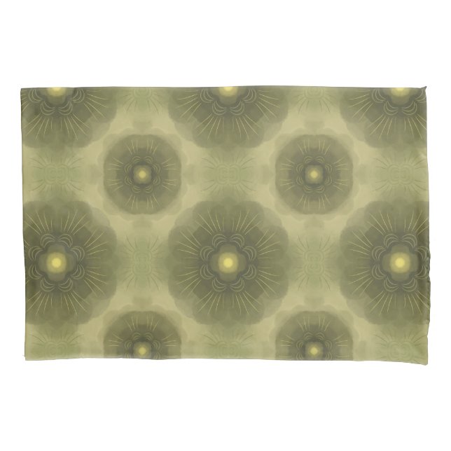 Abstract Olive Green Flower Seamless Pattern Pillowcase (Front)