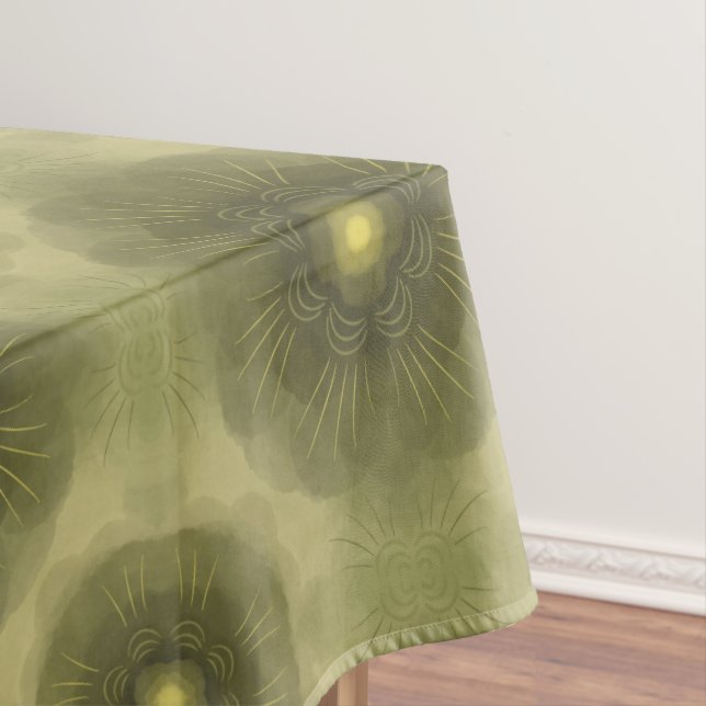 Abstract Olive Green Flower Seamless Pattern Tablecloth (In Situ)