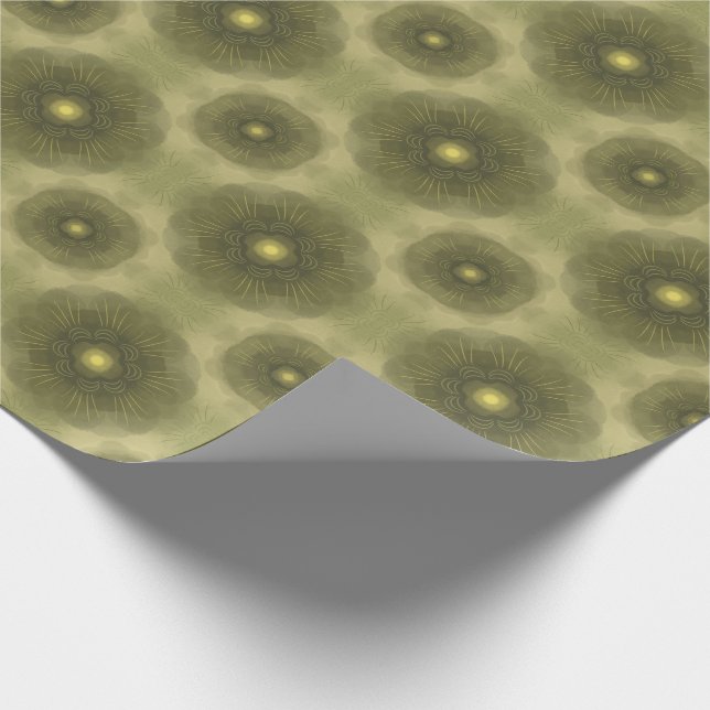 Abstract Olive Green Flower Seamless Pattern Wrapping Paper (Corner)