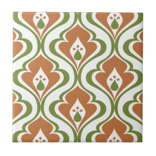 Abstract Olive Rust Retro Vintage Decorative DIY  Tile