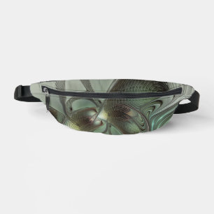 Abstract Olive Sage Green Grey Fractal Art Fantasy Bum Bags