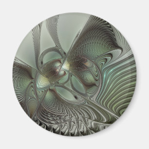 Abstract Olive Sage Green Grey Fractal Art Fantasy Magnet