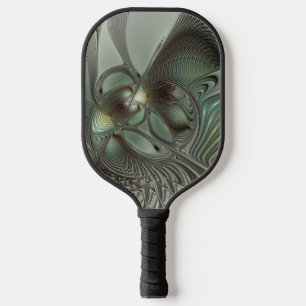 Abstract Olive Sage Green Grey Fractal Art Fantasy Pickleball Paddle