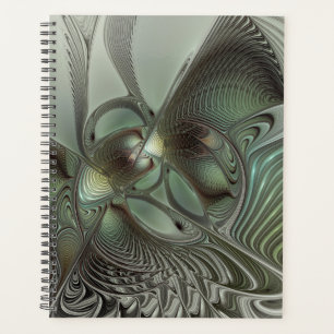 Abstract Olive Sage Green Grey Fractal Art Fantasy Planner