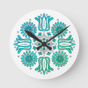 Abstract Ombre Flower Round Clock