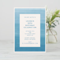 Abstract Ombre Gradient Ocean Blue 50th Birthday