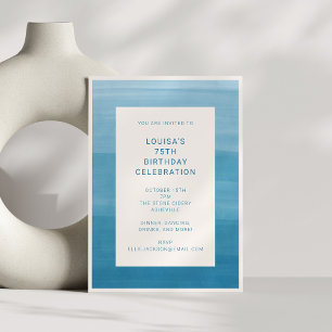 Abstract Ombre Gradient Ocean Blue 75th Birthday Invitation