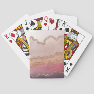 Abstract Ombre Pink Purple and Gold Glitter Playing Cards