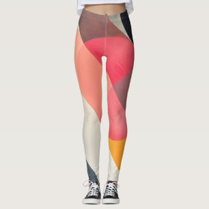 Abstract ombre shapes distressd leggings