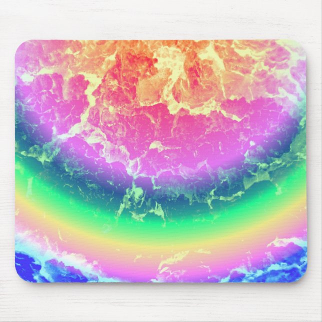 Abstract - On Fire with Psychedelic Rainbow Colour Mouse Mat (Front)