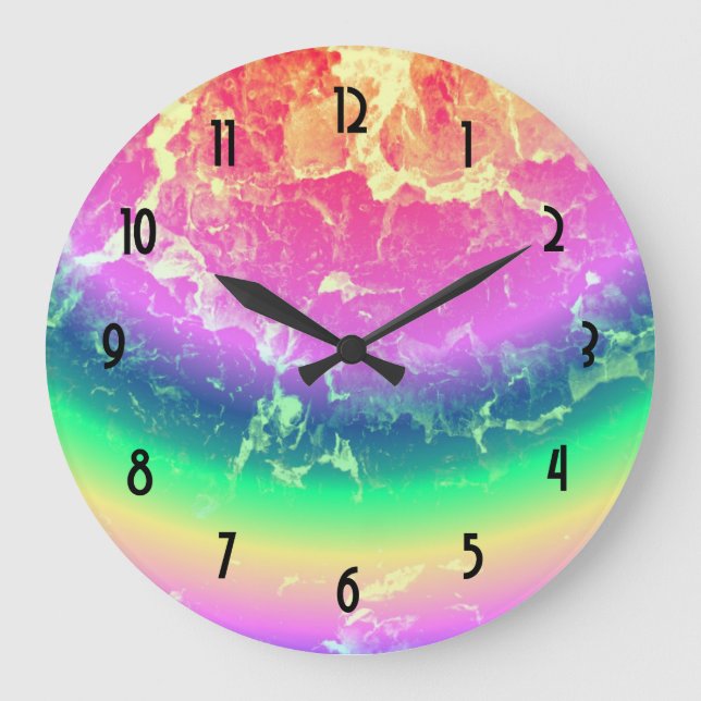 Abstract - On Fire with Psychedelic Rainbow Large Clock (Front)