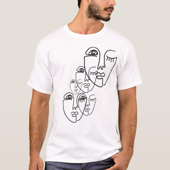 Abstract One Line Face Drawing T-Shirt (Front)