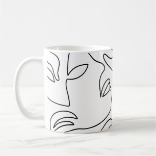 Abstract One Line Face Pattern Coffee Mug
