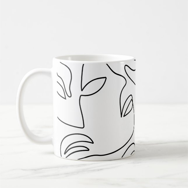 Abstract One Line Face Pattern Coffee Mug (Left)