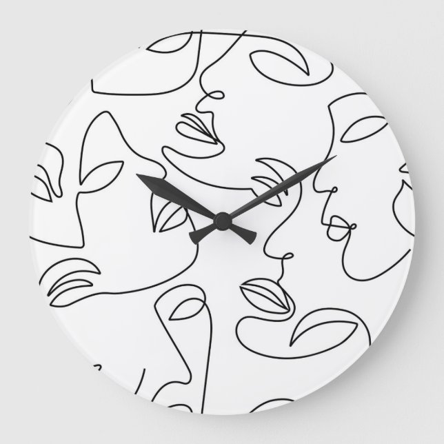 Abstract One Line Face Pattern Large Clock (Front)