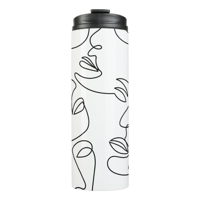 Abstract One Line Face Pattern Thermal Tumbler (Front)