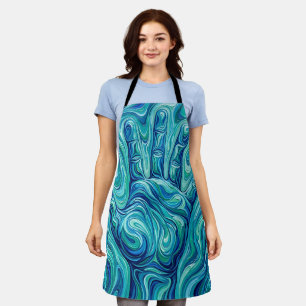 Abstract Open Hand Ocean Blue Melting Apron