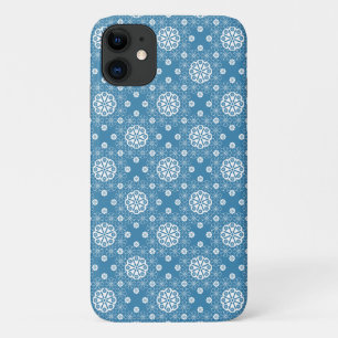 Abstract openwork floral pattern in light blue iPhone 11 case