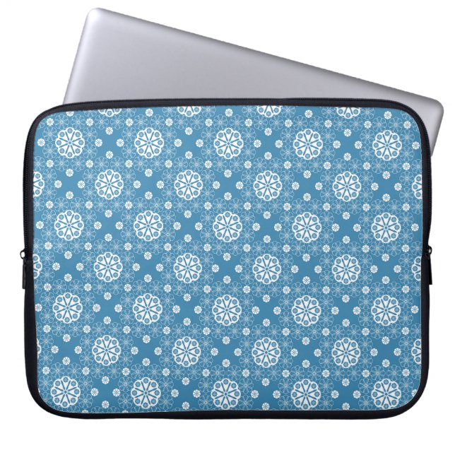 Abstract openwork floral pattern in light blue col laptop sleeve (Front)