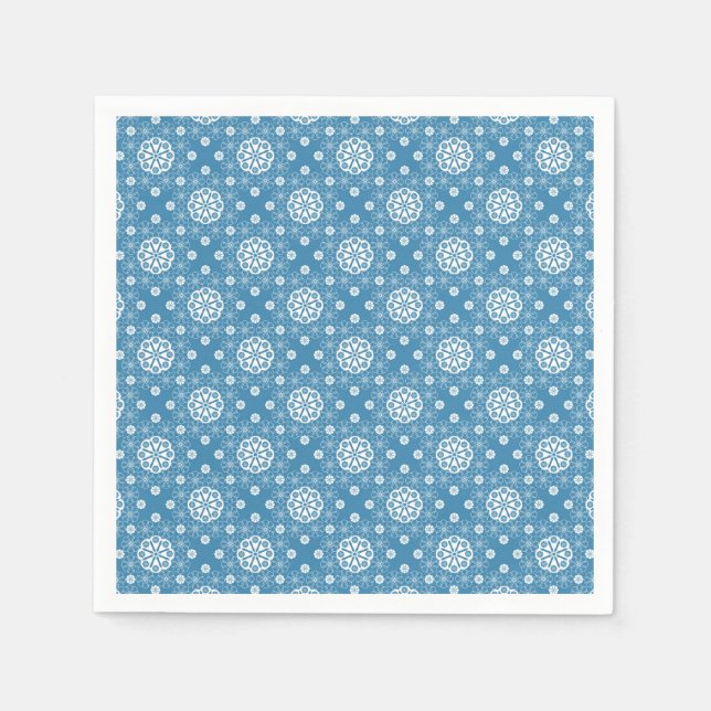 Abstract openwork floral pattern in light blue col napkin (Front)