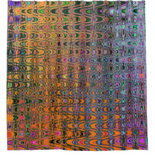 Abstract Orange and Aqua Retro Boomerang Waves Shower Curtain