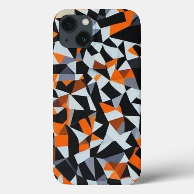 Abstract Orange and Black Geometric Art Case-Mate iPhone Case (Back)