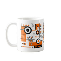 Abstract Orange and Black Tech-Inspired Mug