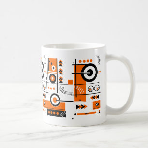 Abstract Orange and Black Tech-Inspired Mug