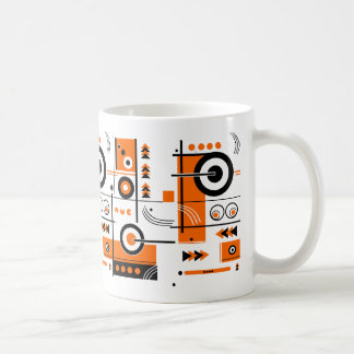 Abstract Orange and Black Tech-Inspired Mug
