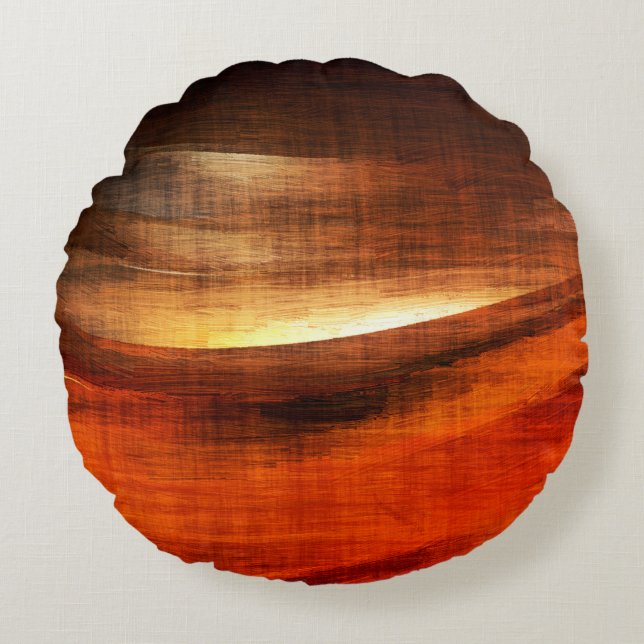 Abstract Orange and Black Texture Background Image Round Cushion (Front)