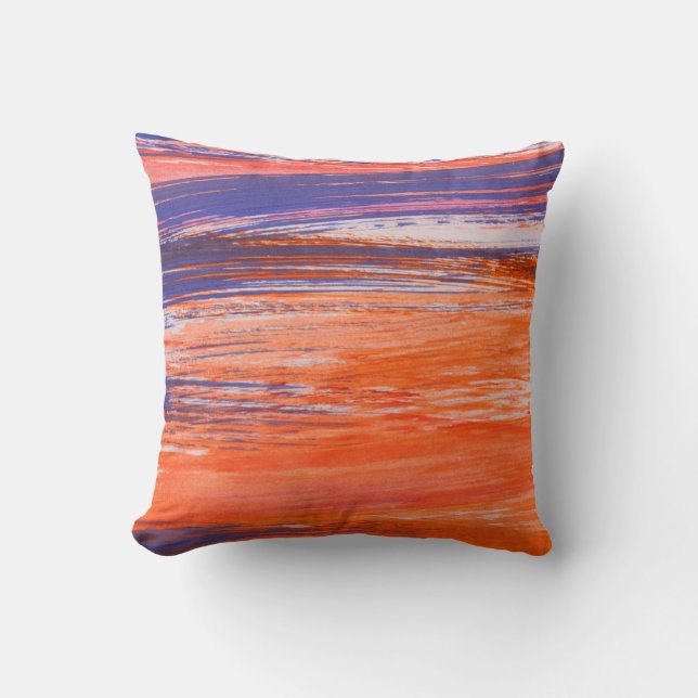 Abstract orange and blue background from watercolo cushion (Front)