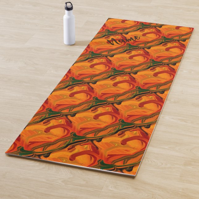 Abstract Orange And Brown Shapes Personalised Yoga Mat (In Situ)