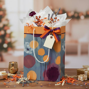 Abstract orange and pink flowers medium gift bag