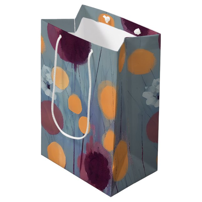 Abstract orange and pink flowers medium gift bag (Front Angled)