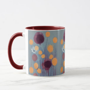Abstract orange and pink flowers mug