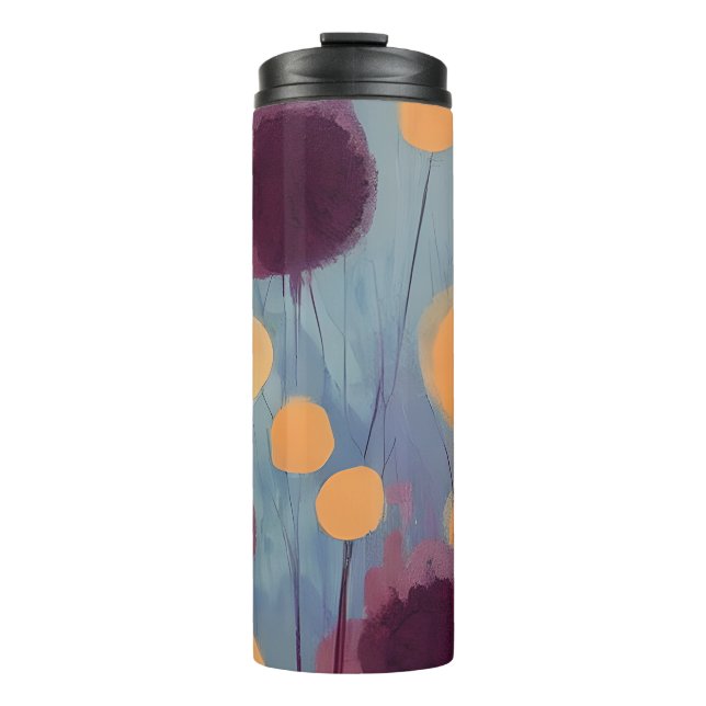 Abstract orange and pink flowers thermal tumbler (Front)