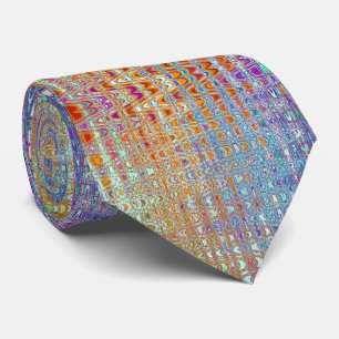Abstract Orange and White Retro Boomerang Waves Tie