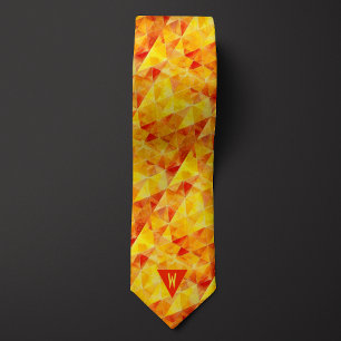 Abstract Orange and Yellow Monogram Tie