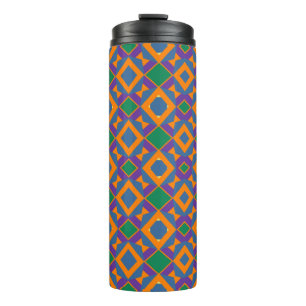 Abstract Orange Blue Purple Pattern with Diamonds Thermal Tumbler