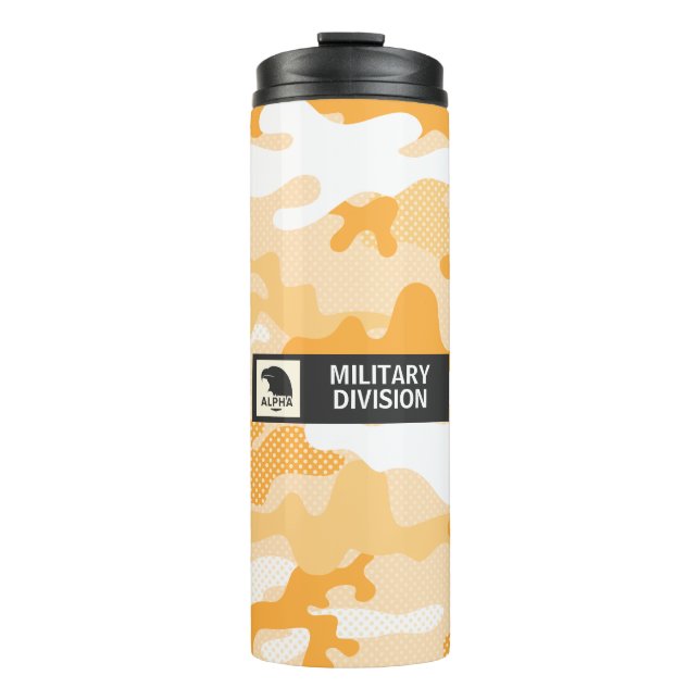 Abstract Orange Camouflage Pattern Thermal Tumbler (Front)