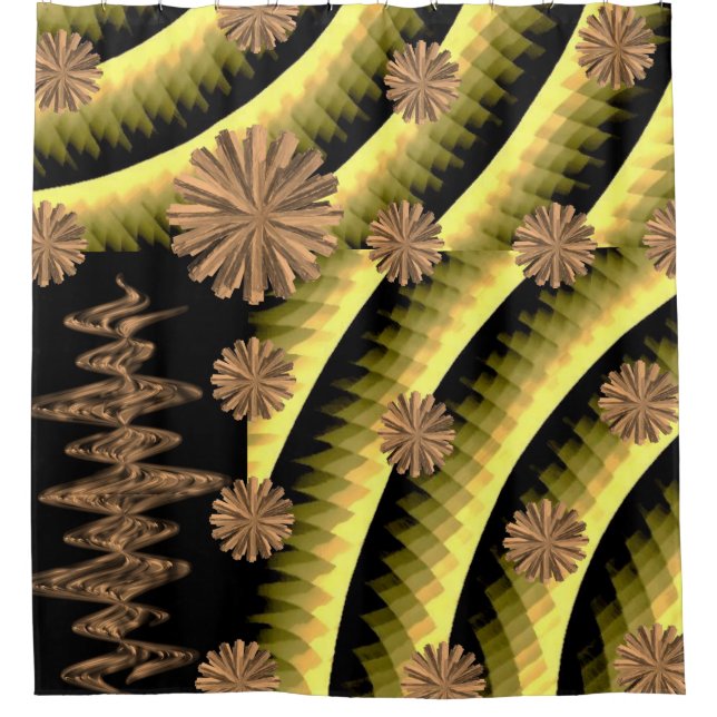 abstract orange circles black showercurtain shower curtain (Front)