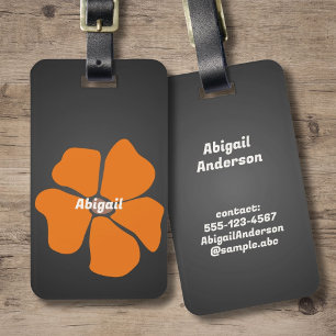 Abstract Orange Daisy Flower on Dark Luggage Tag