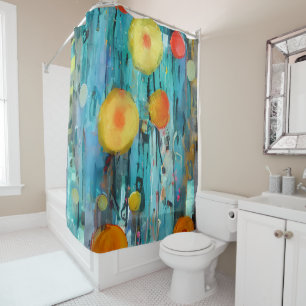 Abstract orange flowers shower curtain