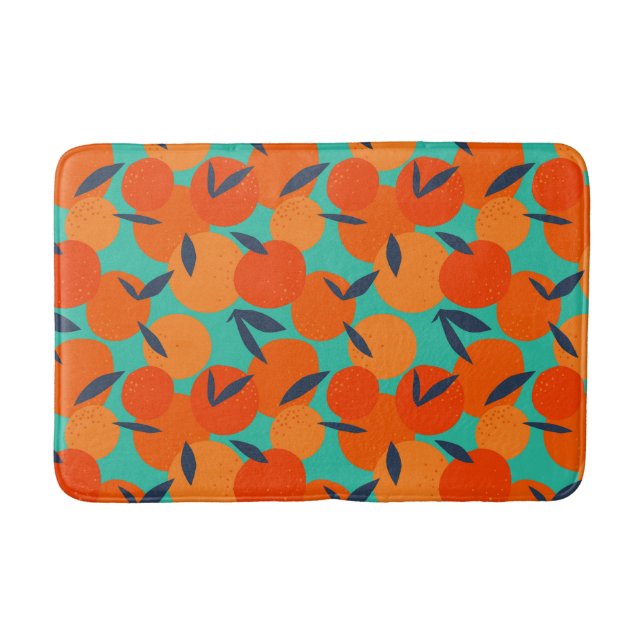 Abstract Orange Fruit Pattern Bath Mat (Front)