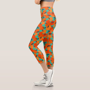 Abstract Orange Fruit Pattern Capri Leggings