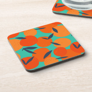 Abstract Orange Fruit Pattern Coaster