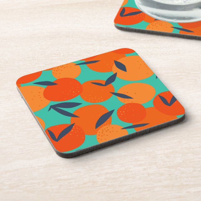 Abstract Orange Fruit Pattern Coaster (Left Side)